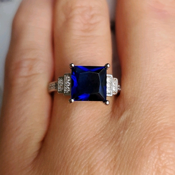 New Fashion 925 Silver Blue Sapphire Ring - Picture 4 of 8